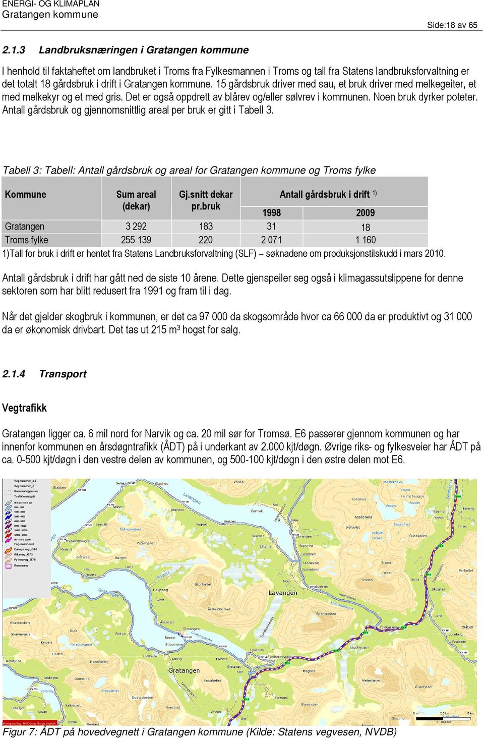 Antall gårdsbruk og gjennomsnittlig areal per bruk er gitt i Tabell 3. Tabell 3: Tabell: Antall gårdsbruk og areal for og Troms fylke Kommune Sum areal (dekar) Gj.snitt dekar pr.