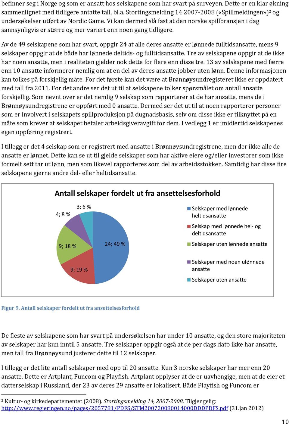 Av de 49 selskapene som har svart, oppgir 4 at alle deres ansatte er lønnede fulltidsansatte, mens 9 selskaper oppgir at de både har lønnede deltids- og fulltidsansatte.