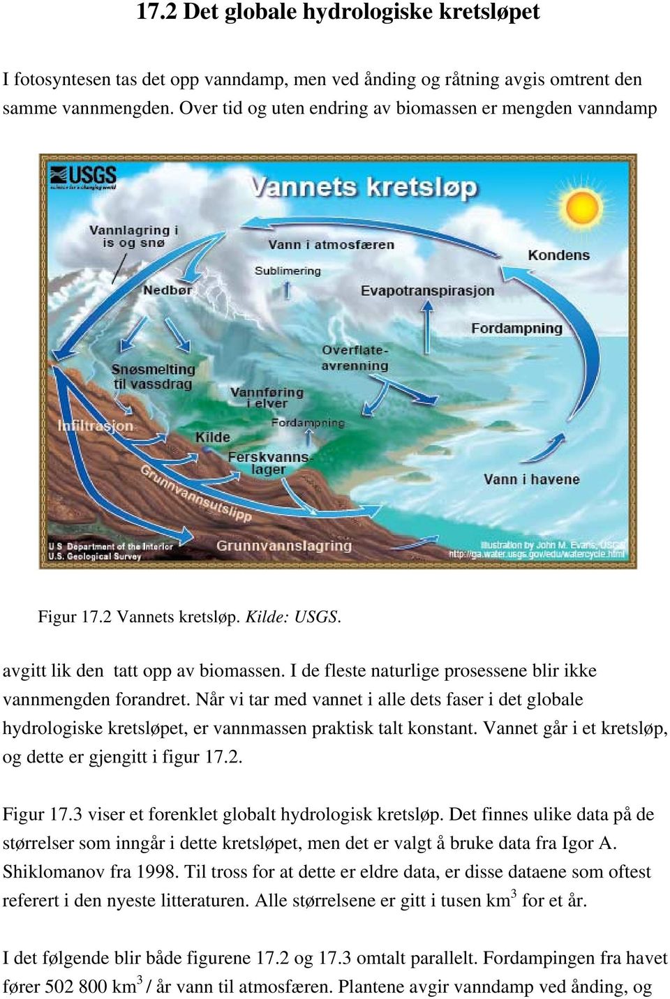 I de fleste naturlige prosessene blir ikke vannmengden forandret. Når vi tar med vannet i alle dets faser i det globale hydrologiske kretsløpet, er vannmassen praktisk talt konstant.