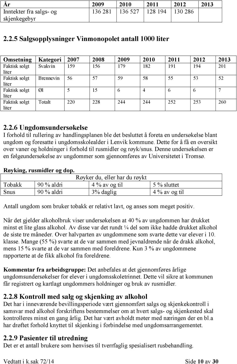 252 253 260 2.2.6 Ungdomsundersøkelse I forhold til rullering av handlingsplanen ble det besluttet å foreta en undersøkelse blant ungdom og foresatte i ungdomsskolealder i Lenvik kommune.