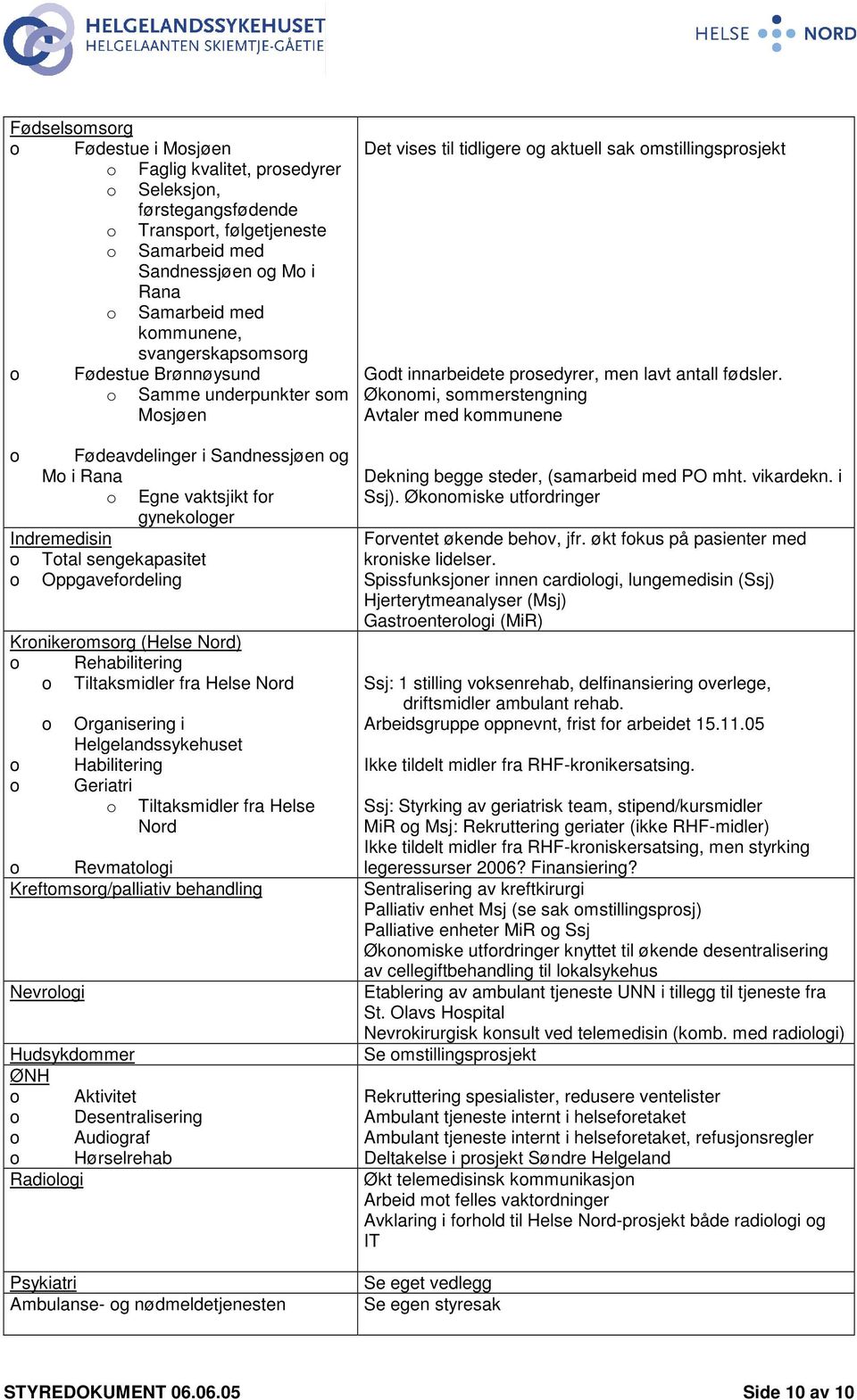 Oppgavefordeling Kronikeromsorg (Helse Nord) o Rehabilitering o Tiltaksmidler fra Helse Nord o o o Organisering i Helgelandssykehuset Habilitering Geriatri o Tiltaksmidler fra Helse Nord o