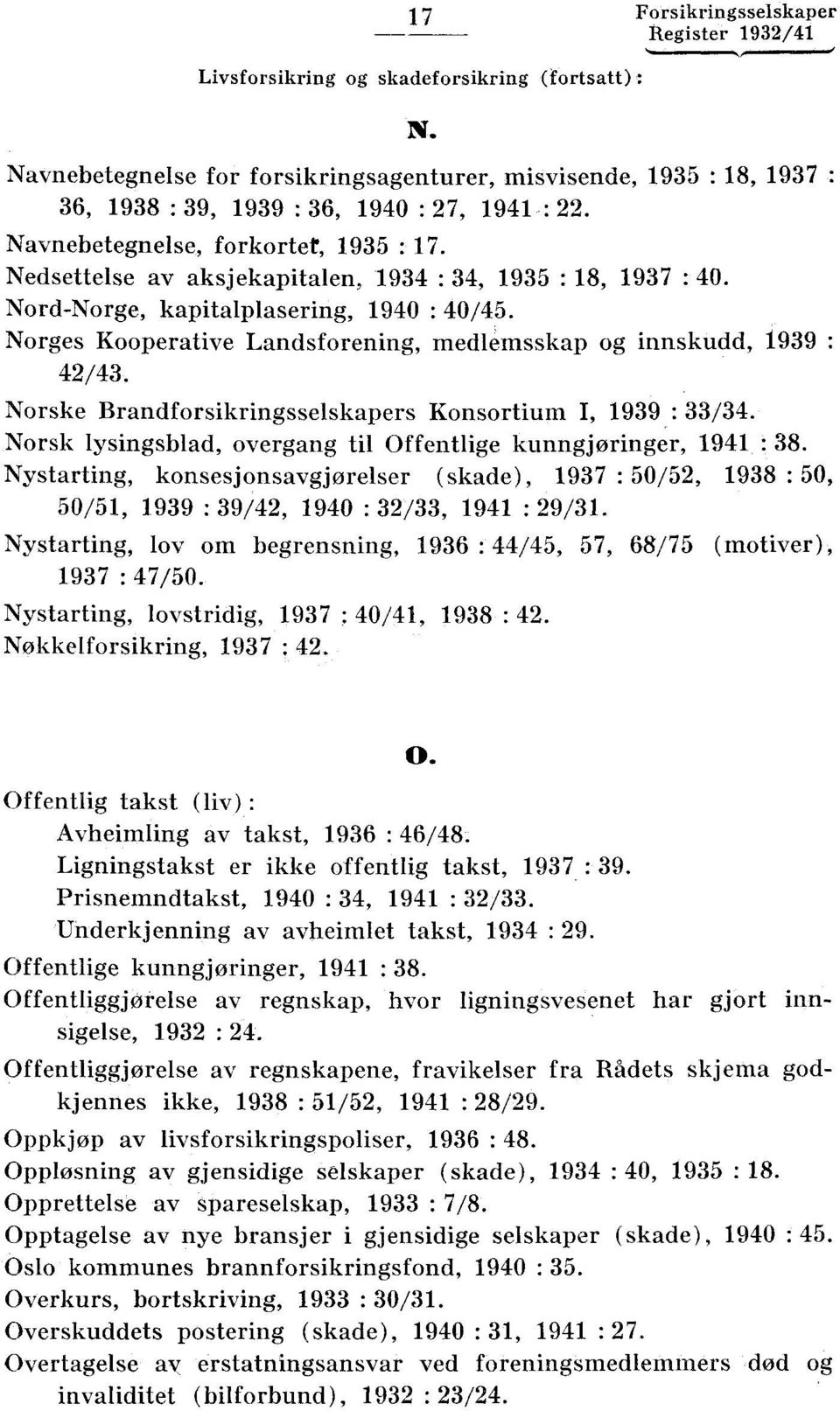 Norges Kooperative Landsforening, medlemsskap og innskudd, 1939 42/43. Norske Brandforsikringsselskapers Konsortium I, 1939 : 33/34.