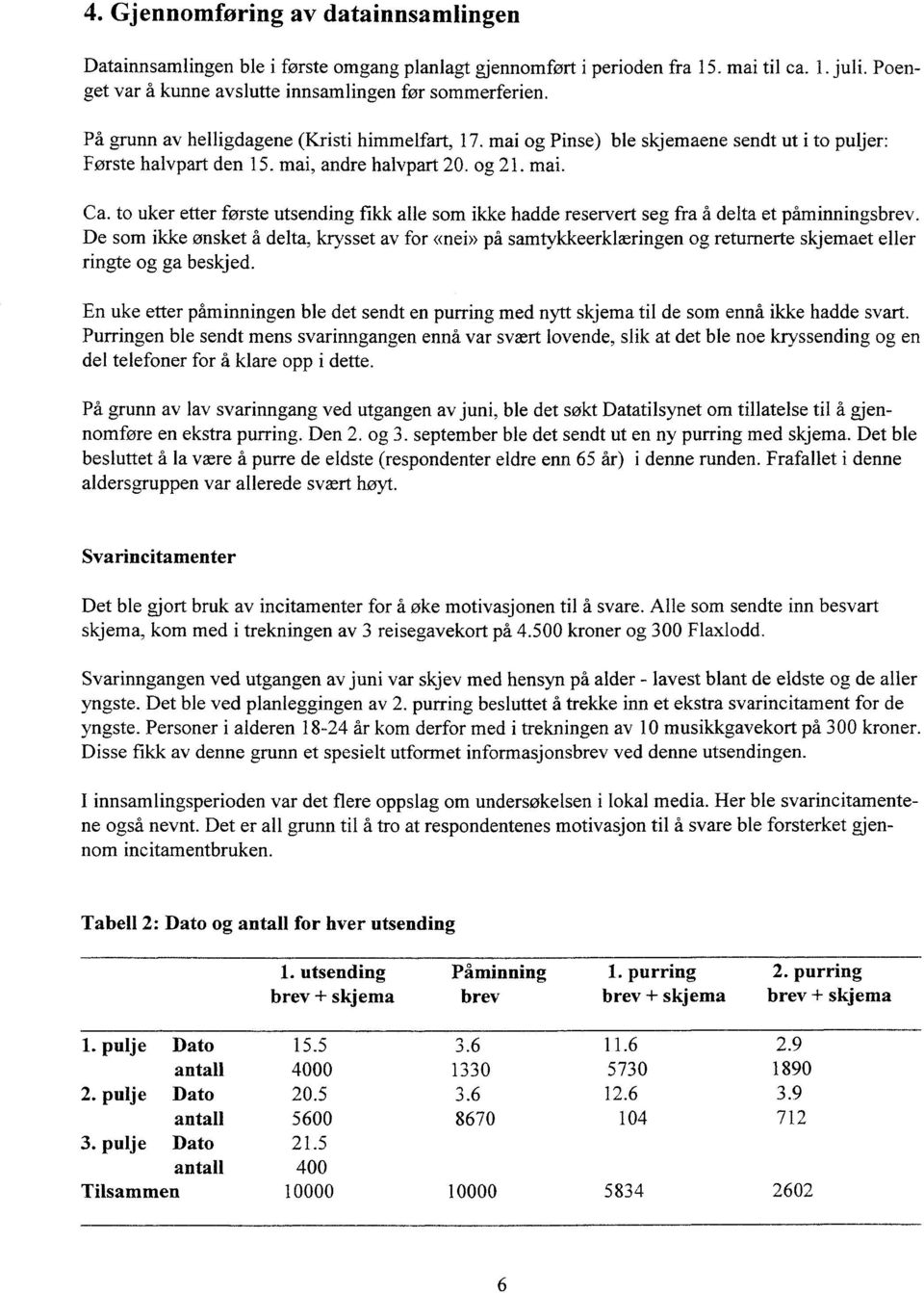 to uker etter forste utsending fikk alle som ikke hadde reservert seg fra A delta et påminningsbrev.