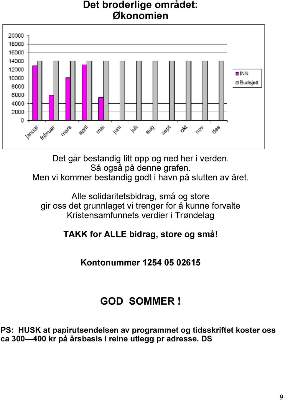 Alle solidaritetsbidrag, små og store gir oss det grunnlaget vi trenger for å kunne forvalte Kristensamfunnets verdier i