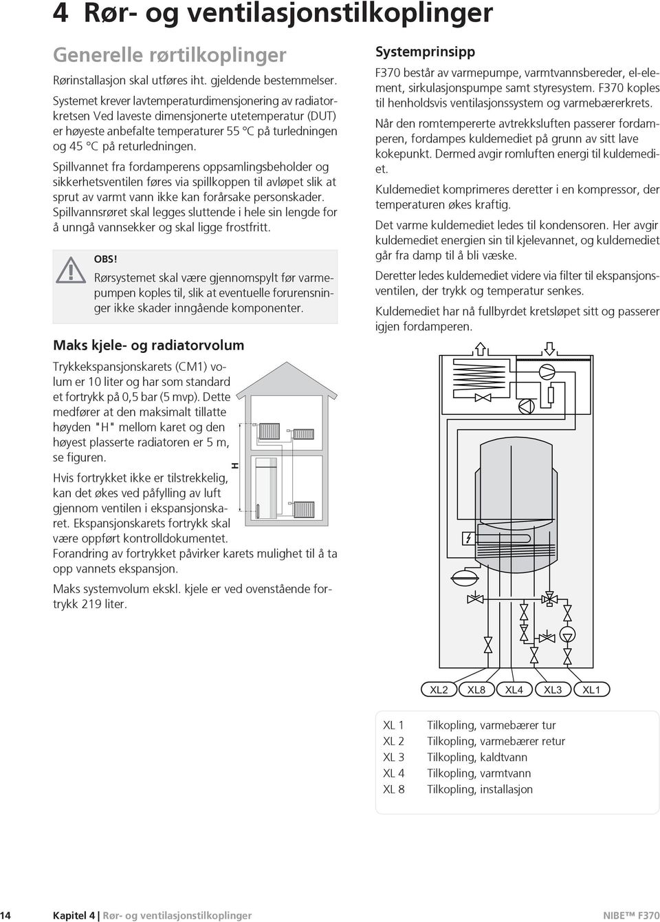 Spillvannet fra fordamperens oppsamlingsbeholder og sikkerhetsventilen føres via spillkoppen til avløpet slik at sprut av varmt vann ikke kan forårsake personskader.