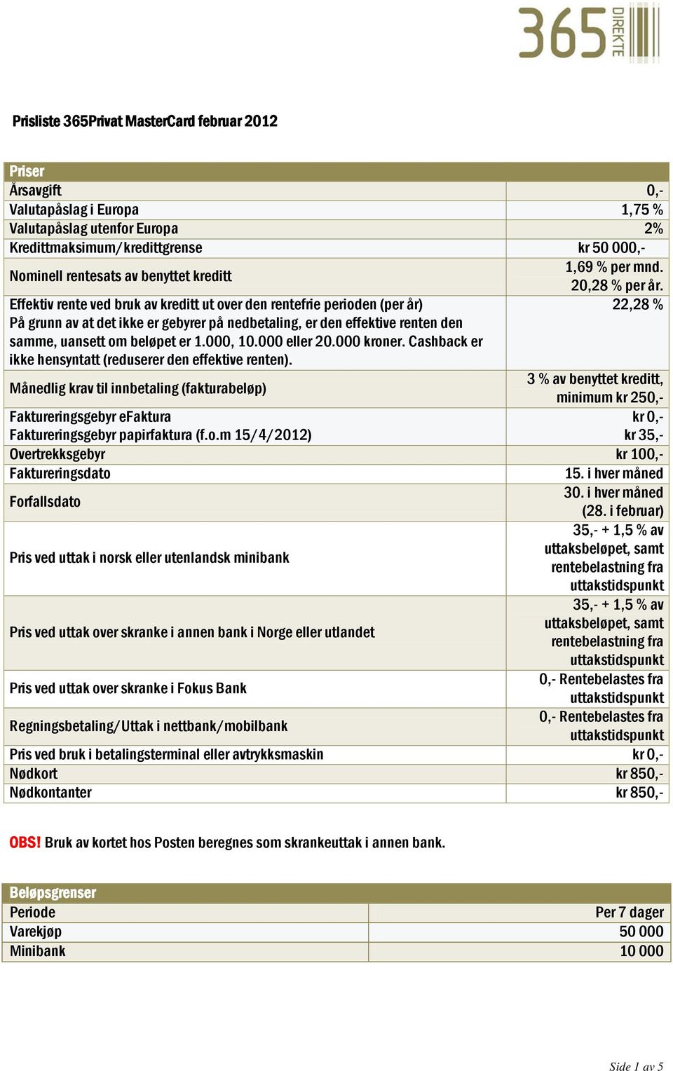 Effektiv rente ved bruk av kreditt ut over den rentefrie perioden (per år) På grunn av at det ikke er gebyrer på nedbetaling, er den effektive renten den samme, uansett om beløpet er 1.000, 10.