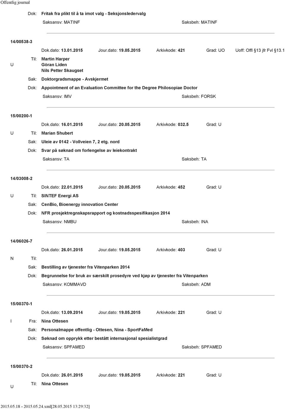 2015 Arkivkode: 032.5 Grad: U U Marian Shubert Uleie av 0142 - Vollveien 7, 2 etg. nord Svar på søknad om forlengelse av leiekontrakt Saksansv: TA Saksbeh: TA 14/03008-2 Dok.dato: 22.01.2015 Jour.