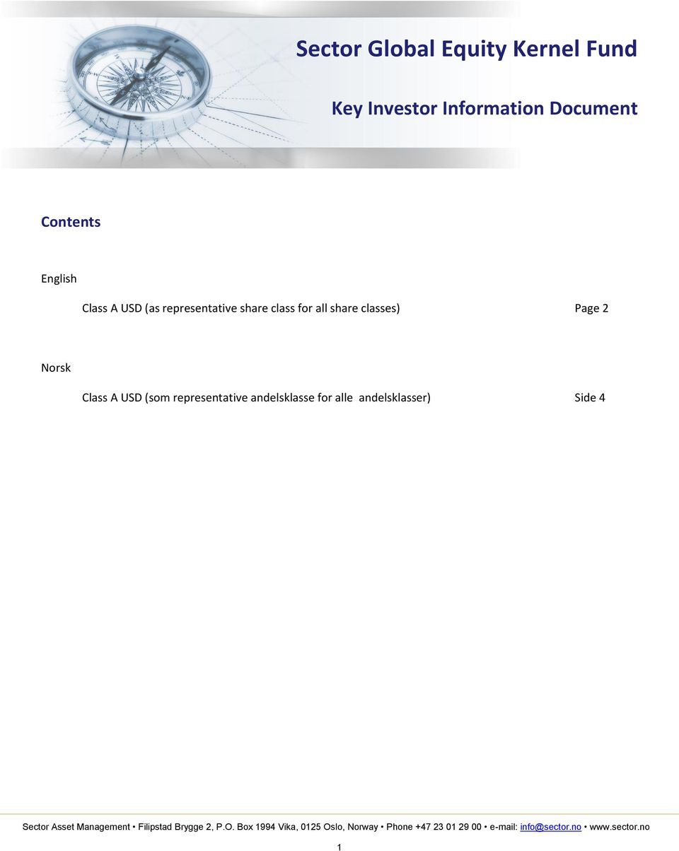 share class for all share classes) Page 2 Norsk Class A USD
