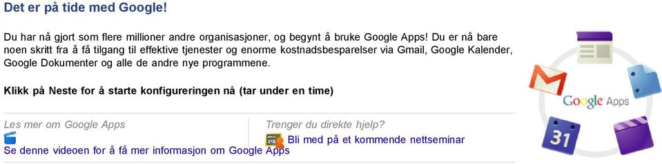 Google Dokumenter og alle de andre nye programmene.