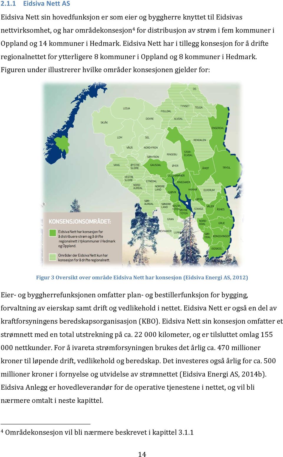 Figurenunderillustrererhvilkeområderkonsesjonengjelderfor: Figur3OversiktoverområdeEidsivaNettharkonsesjon(EidsivaEnergiAS,2012) EierSogbyggherrefunksjonenomfatterplanSogbestillerfunksjonforbygging,