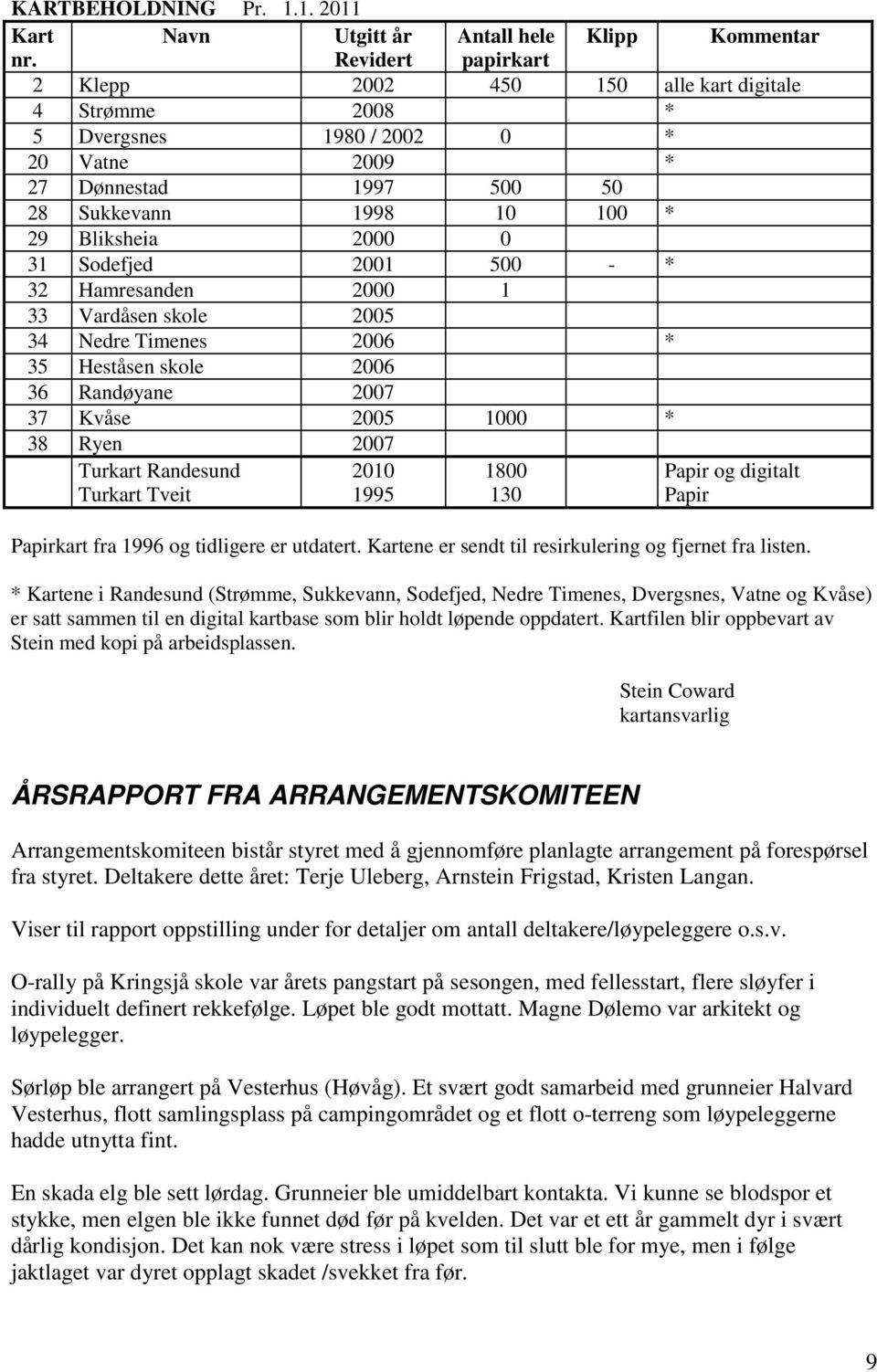 Sodefjed 2001 500 - * 32 Hamresanden 2000 1 33 Vardåsen skole 2005 34 Nedre Timenes 2006 * 35 Heståsen skole 2006 36 Randøyane 2007 37 Kvåse 2005 1000 * 38 Ryen 2007 Turkart Randesund Turkart Tveit