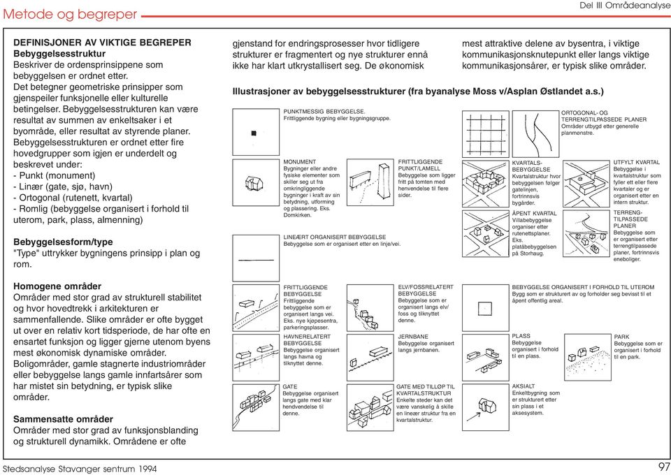 Bebyggelsesstrukturen kan være resultat av summen av enkeltsaker i et byområde, eller resultat av styrende planer.