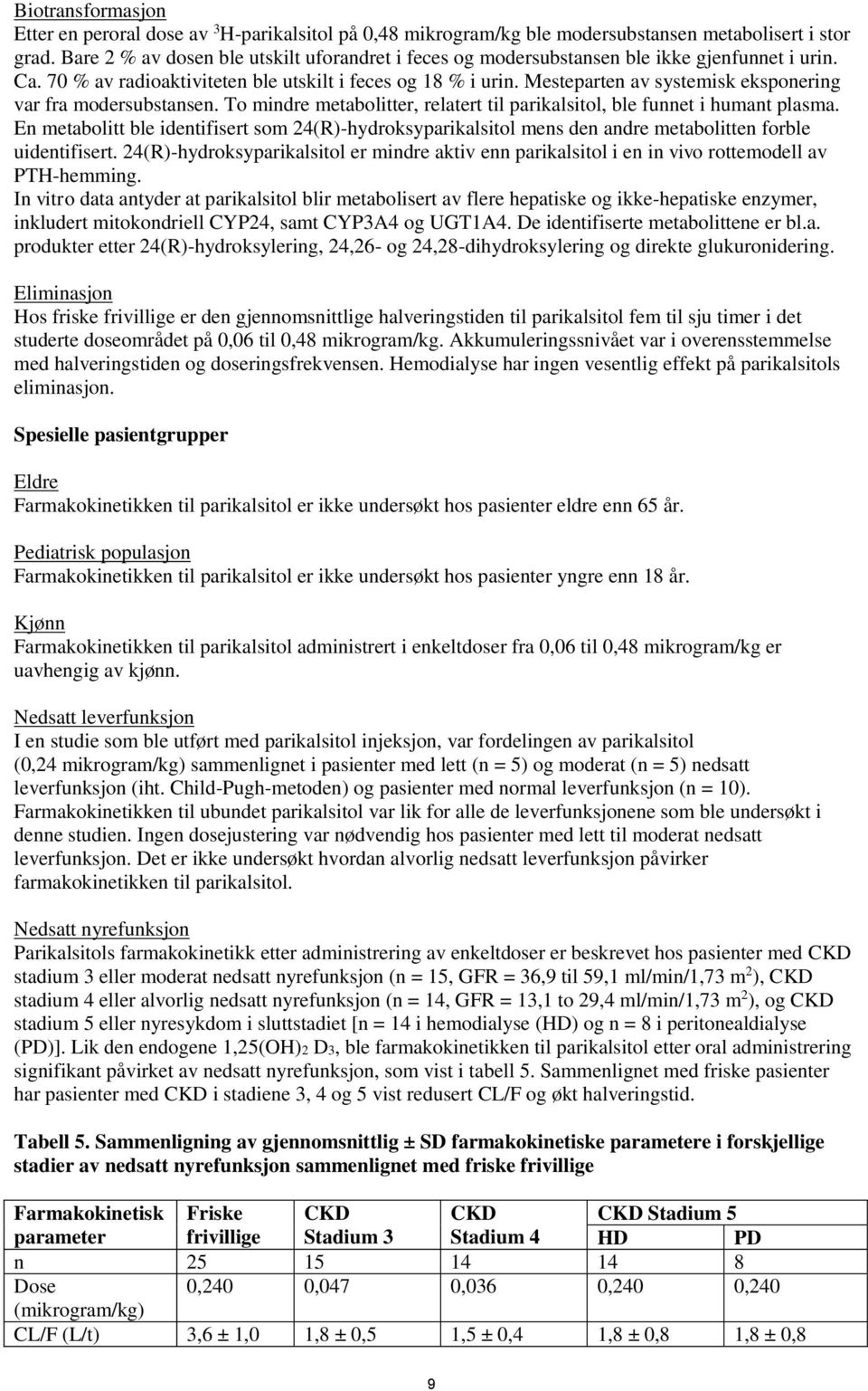 Mesteparten av systemisk eksponering var fra modersubstansen. To mindre metabolitter, relatert til parikalsitol, ble funnet i humant plasma.