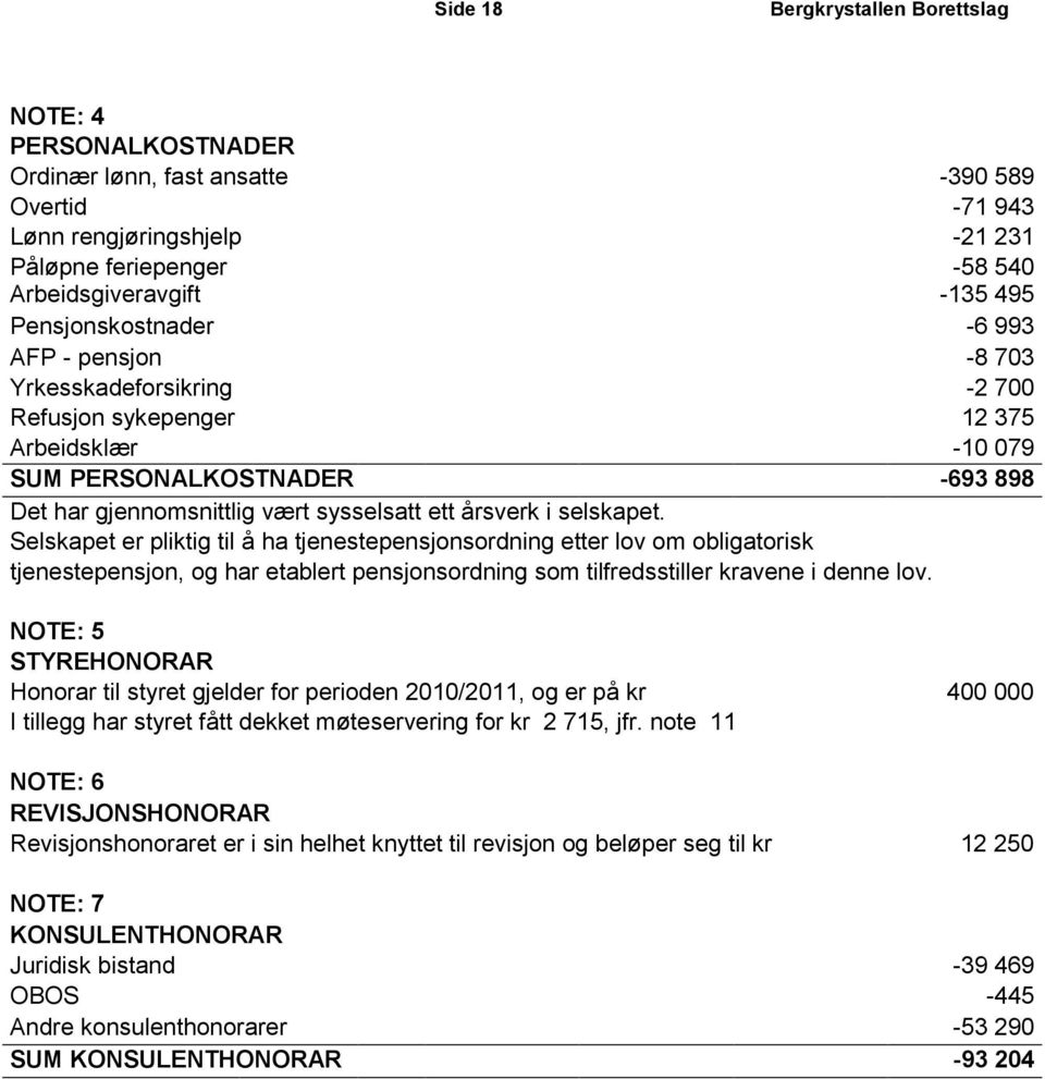 Selskapet er pliktig til å ha tjenestepensjonsordning etter lov om obligatorisk tjenestepensjon, og har etablert pensjonsordning som tilfredsstiller kravene i denne lov.