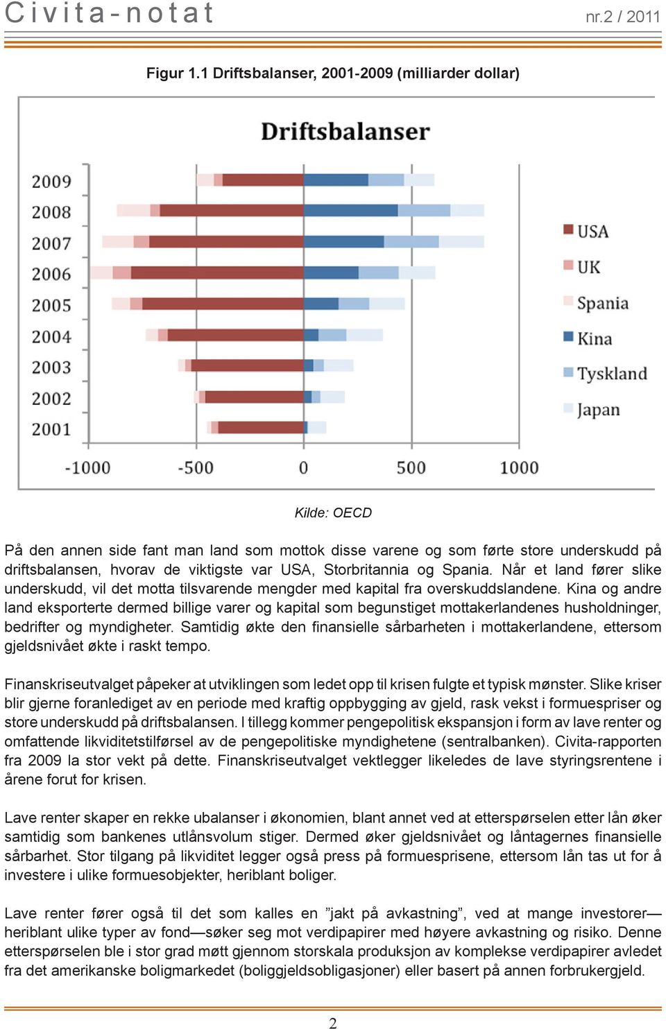 Storbritannia og Spania. Når et land fører slike underskudd, vil det motta tilsvarende mengder med kapital fra overskuddslandene.