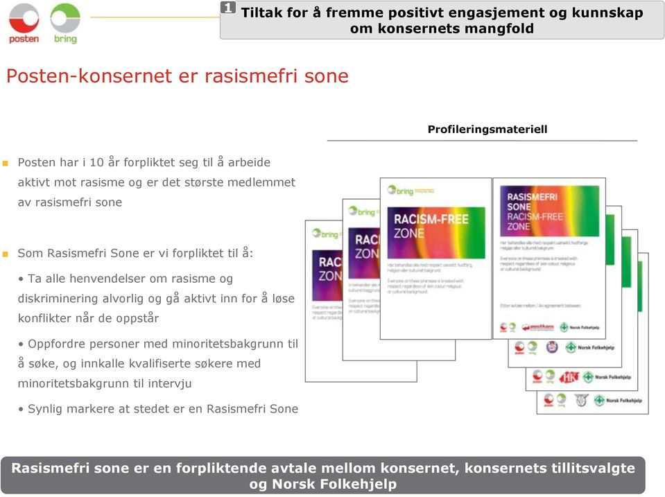 diskriminering alvorlig og gå aktivt inn for å løse konflikter når de oppstår Oppfordre personer med minoritetsbakgrunn til å søke, og innkalle kvalifiserte søkere med