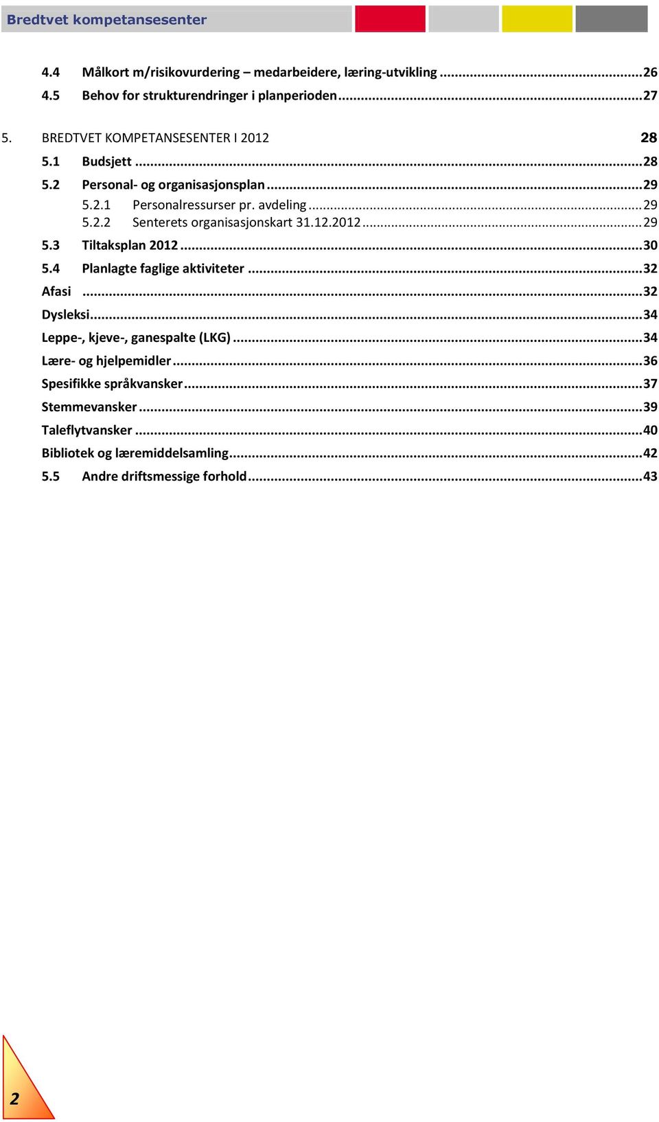 12.2012... 29 5.3 Tiltaksplan 2012... 30 5.4 Planlagte faglige aktiviteter... 32 Afasi... 32 Dysleksi... 34 Leppe-, kjeve-, ganespalte (LKG).