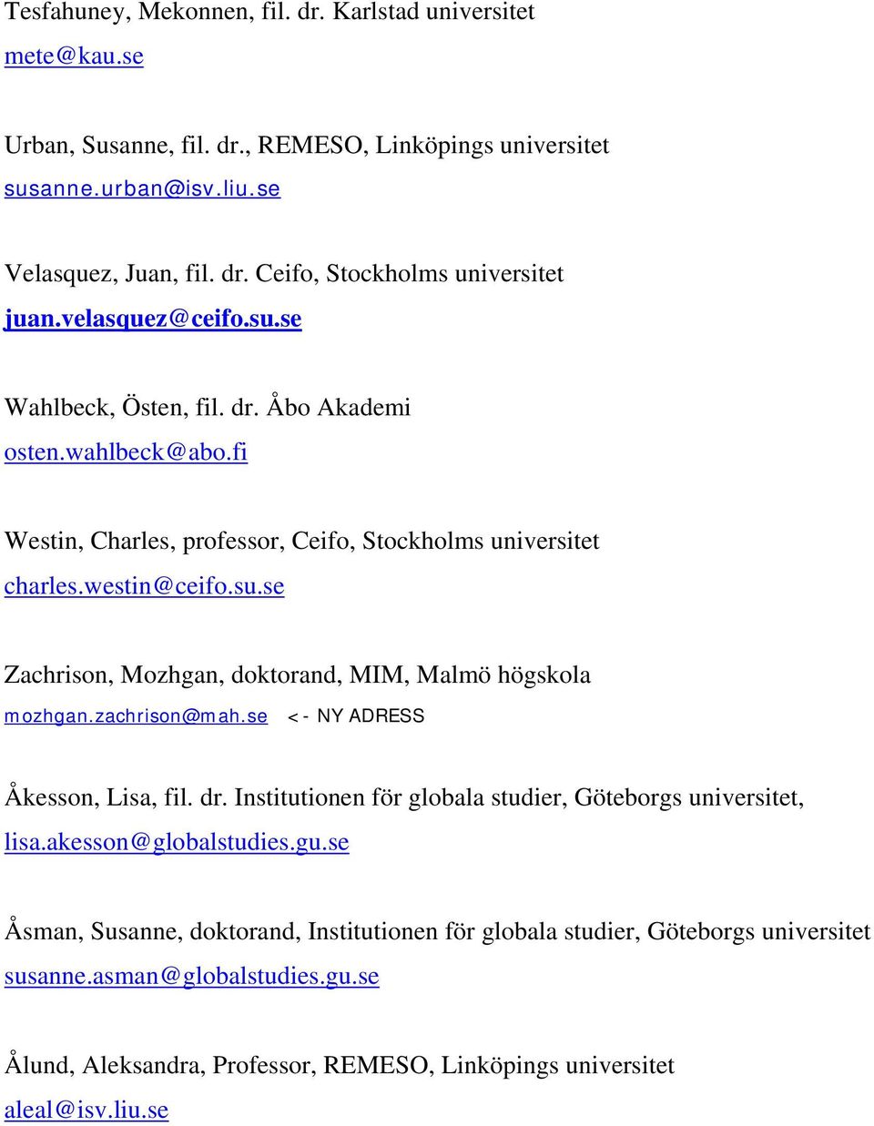 zachrison@mah.se <- NY ADRESS Åkesson, Lisa, fil. dr. Institutionen för globala studier, Göteborgs, lisa.akesson@globalstudies.gu.