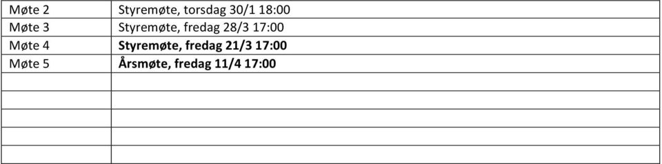 Styremøte, fredag 28/3 17:00