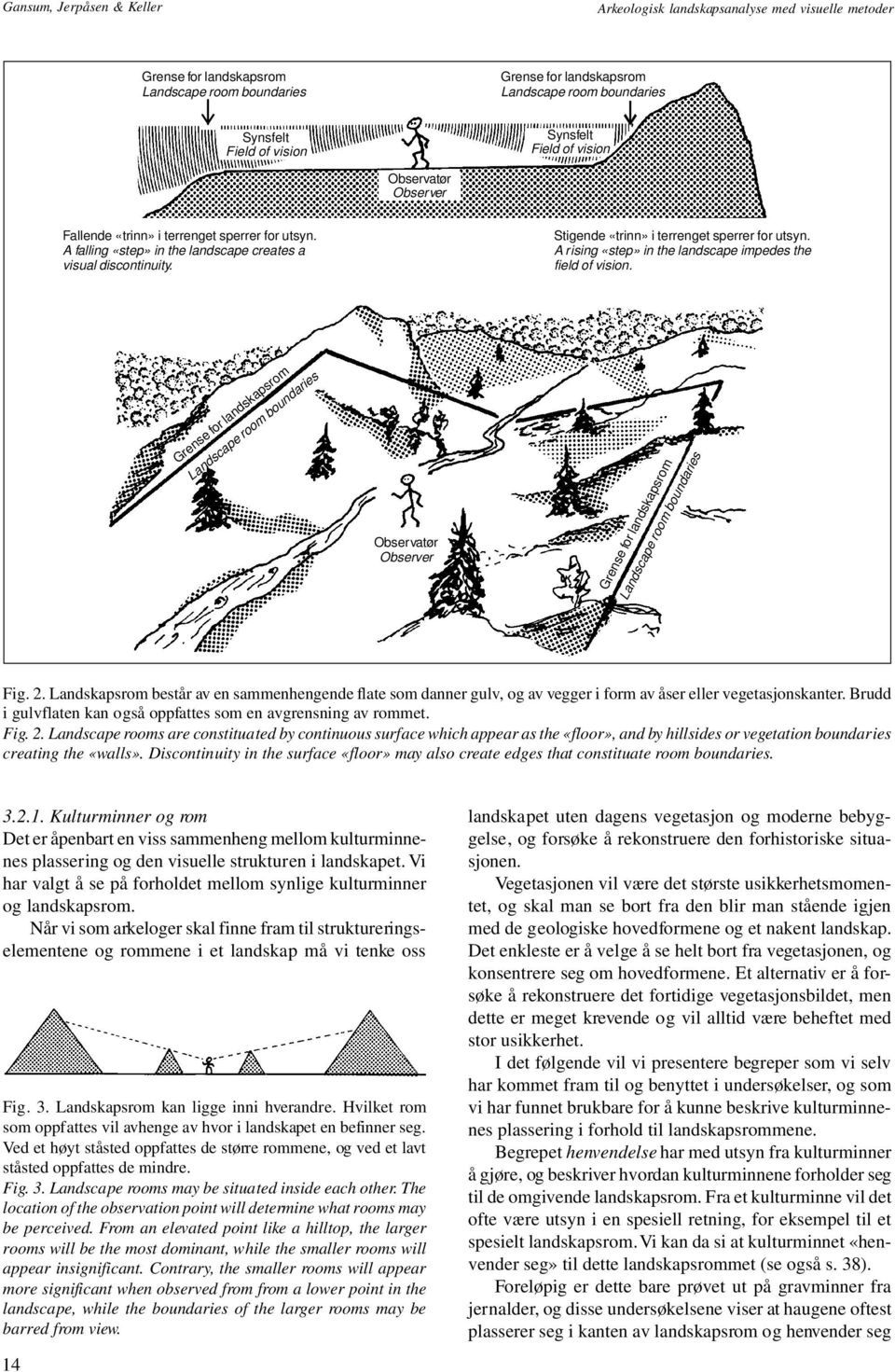 Stigende «trinn» i terrenget sperrer for utsyn. A rising «step» in the landscape impedes the field of vision.