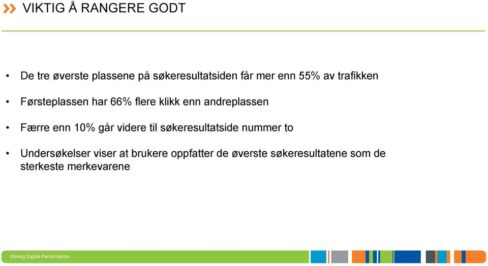 Færre enn 10% går videre til søkeresultatside nummer to Undersøkelser