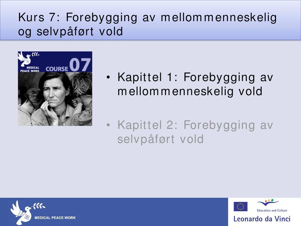 Kapittel 1: Forebygging av