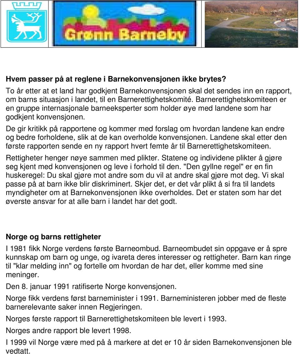 Barnerettighetskomiteen er en gruppe internasjonale barneeksperter som holder øye med landene som har godkjent konvensjonen.