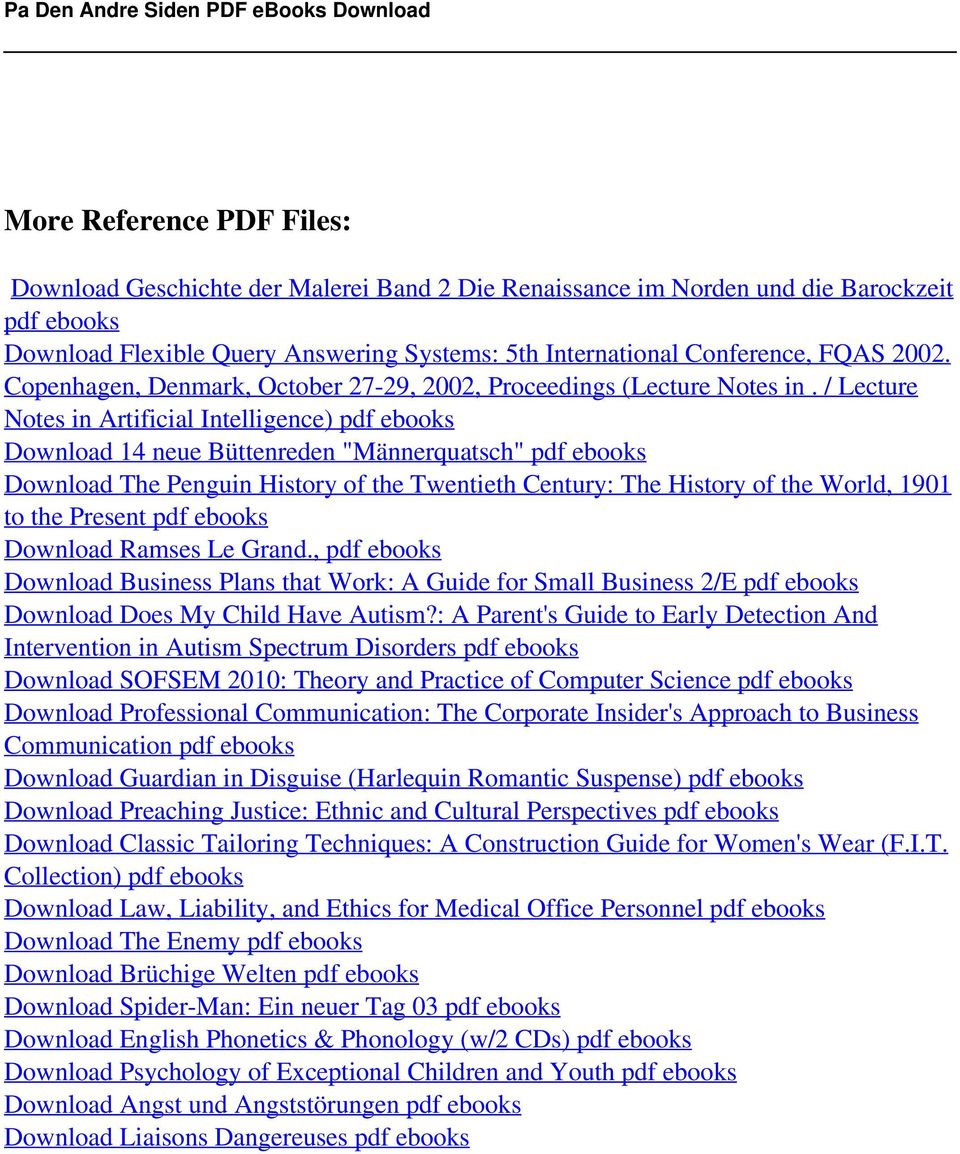 Systems: 5th International Conference, FQAS 2002. Copenhagen, Denmark, October 27-29, 2002, Proceedings (Lecture Notes in.