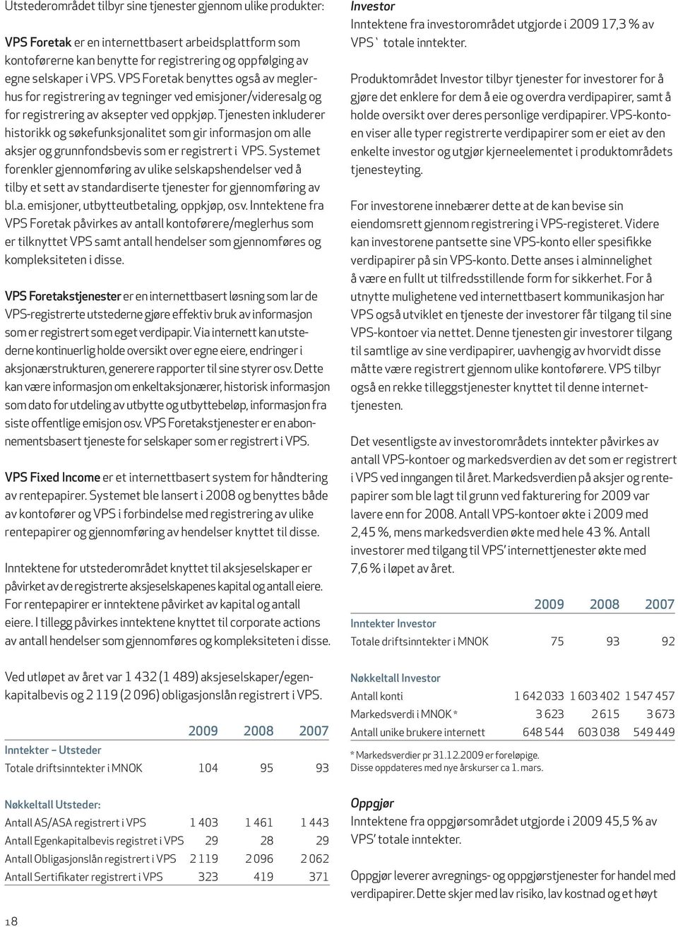 Tjenesten inkluderer historikk og søkefunksjonalitet som gir informasjon om alle aksjer og grunnfondsbevis som er registrert i VPS.