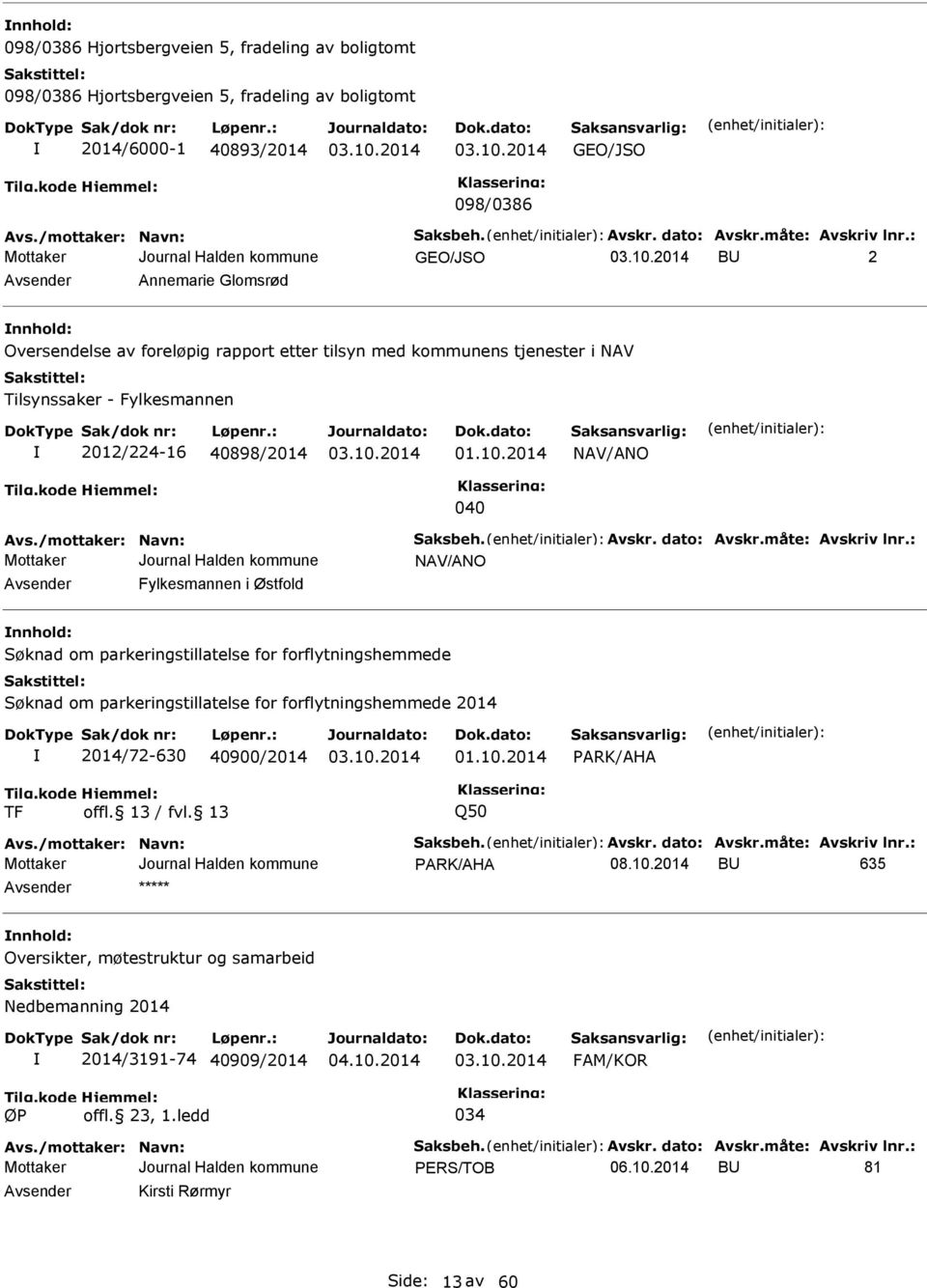 10.2014 NAV/ANO 040 Avs./mottaker: Navn: Saksbeh. Avskr. dato: Avskr.måte: Avskriv lnr.