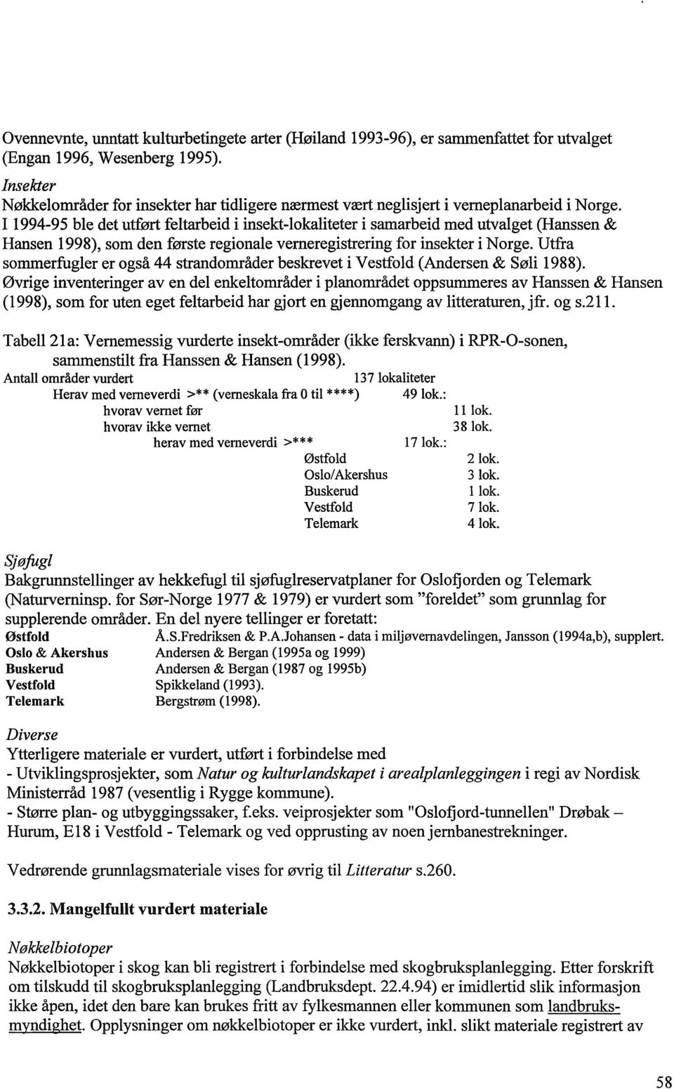 1199-95 ble det utført feltarbeid i insekt-lokaliteter i samarbeid med utvalget (Hanssen & Hansen 1998), som den første regionale verneregistrering for insekter i Norge.