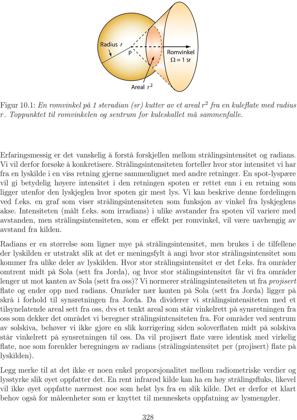 Strålingsintensiteten forteller hvor stor intensitet vi har fra en lyskilde i en viss retning gjerne sammenlignet med andre retninger.