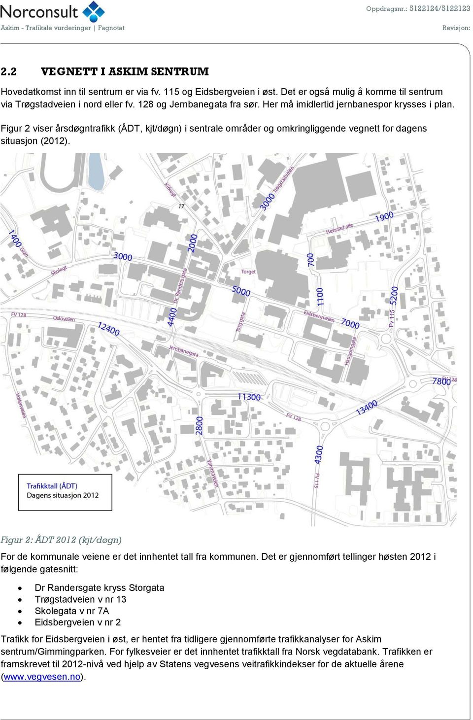 Figur 2: ÅDT 2012 (kjt/døgn) For de kommunale veiene er det innhentet tall fra kommunen.