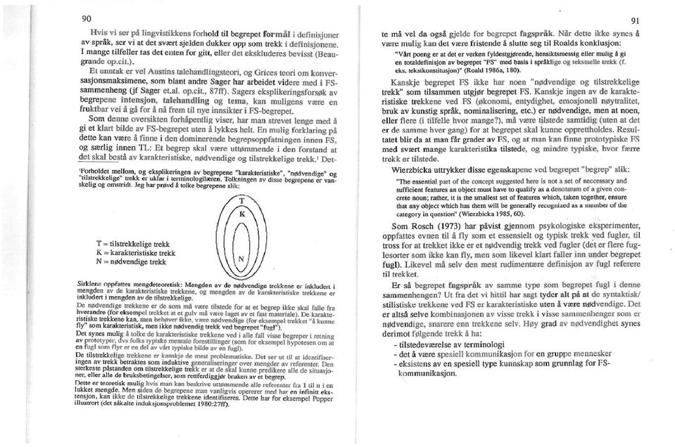 Et unntak er vel Austins talehandlingsteori, og Grices teori om konversasjonsmaksimene, som blant andre Sager har arbeidet videre med i FSsammenheng (jf Sager et.al. op.cit., 87ff).