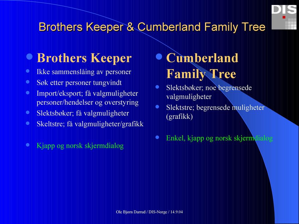 valgmuligheter Skeltstre; få valgmuligheter/grafikk Cumberland Family Tree Slektsbøker; noe begrensede