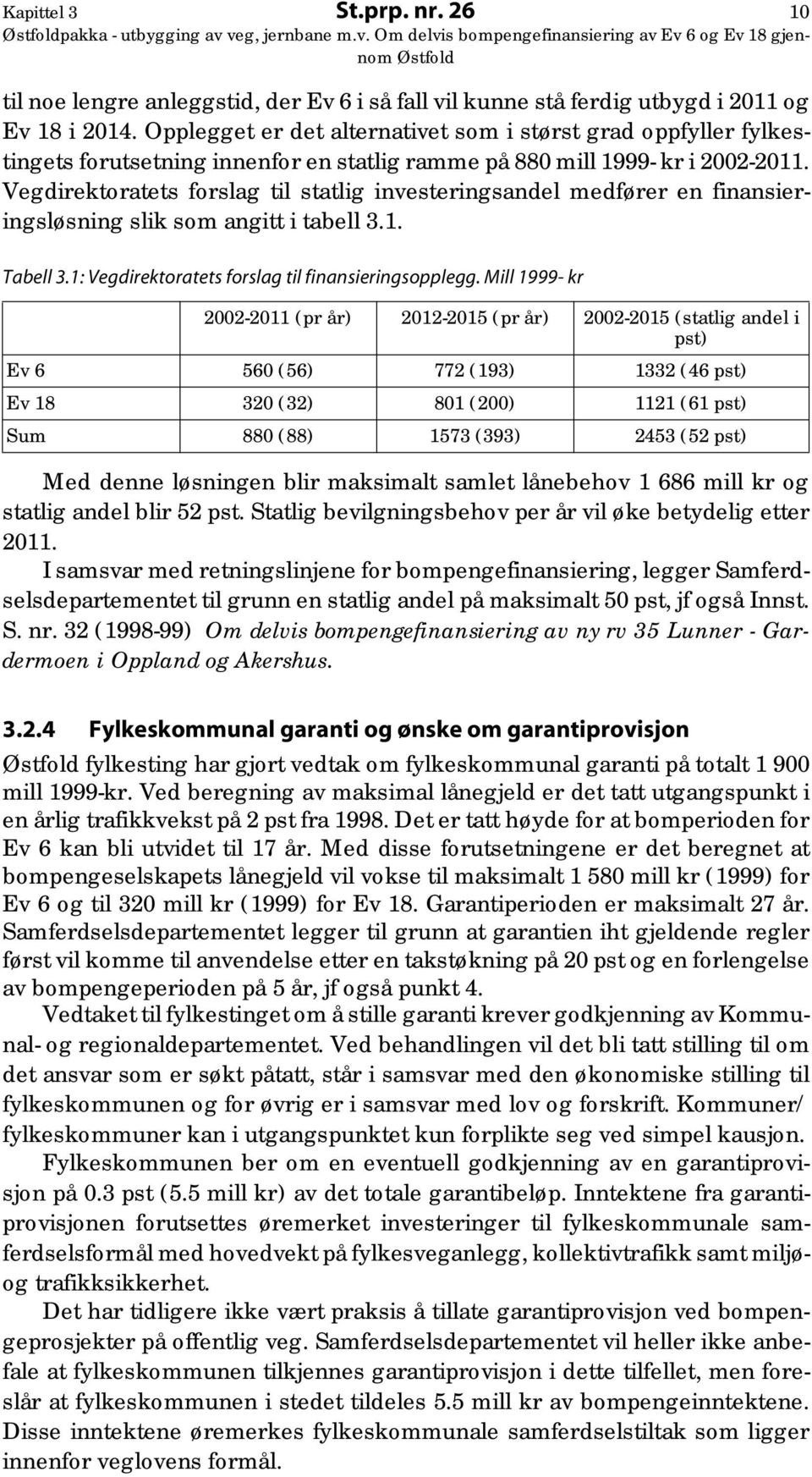 Opplegget er det alternativet som i størst grad oppfyller fylkestingets forutsetning innenfor en statlig ramme på 880 mill 1999- kr i 2002-2011.