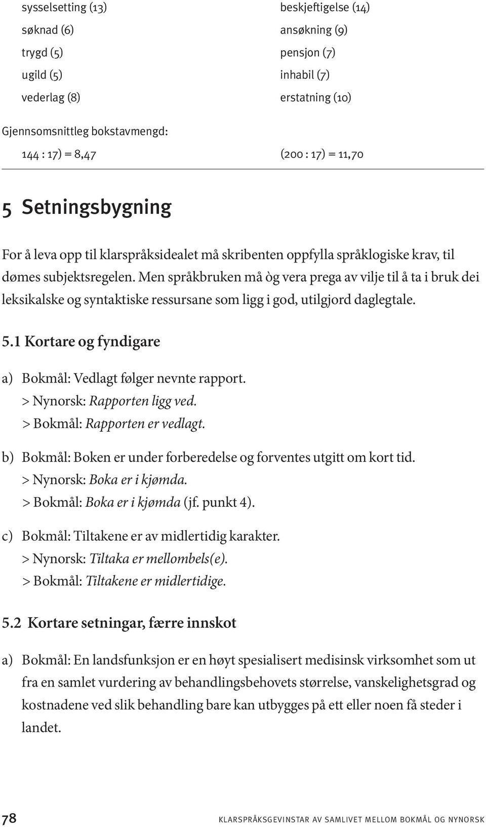 Men språkbruken må òg vera prega av vilje til å ta i bruk dei leksikalske og syntaktiske ressursane som ligg i god, utilgjord daglegtale. 5.