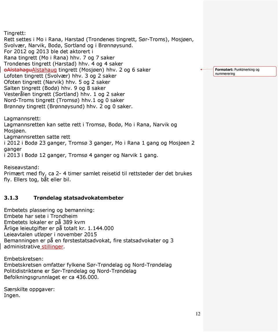 2 og 6 saker Lofoten tingrett (Svolvær) hhv. 3 og 2 saker Ofoten tingrett (Narvik) hhv. 5 og 2 saker Salten tingrett (Bodø) hhv. 9 og 8 saker Vesterålen tingrett (Sortland) hhv.