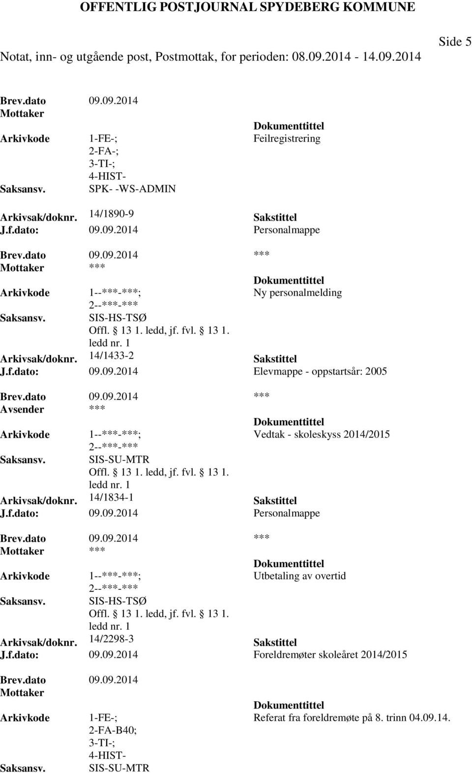 14/2298-3 Sakstittel J.f.dato: 09.09.2014 Foreldremøter skoleåret 2014/2015 Brev.dato 09.09.2014 Mottaker 1-FE-; 2-FA-B40; 4-HIST- SIS-SU-MTR Referat fra foreldremøte på 8.