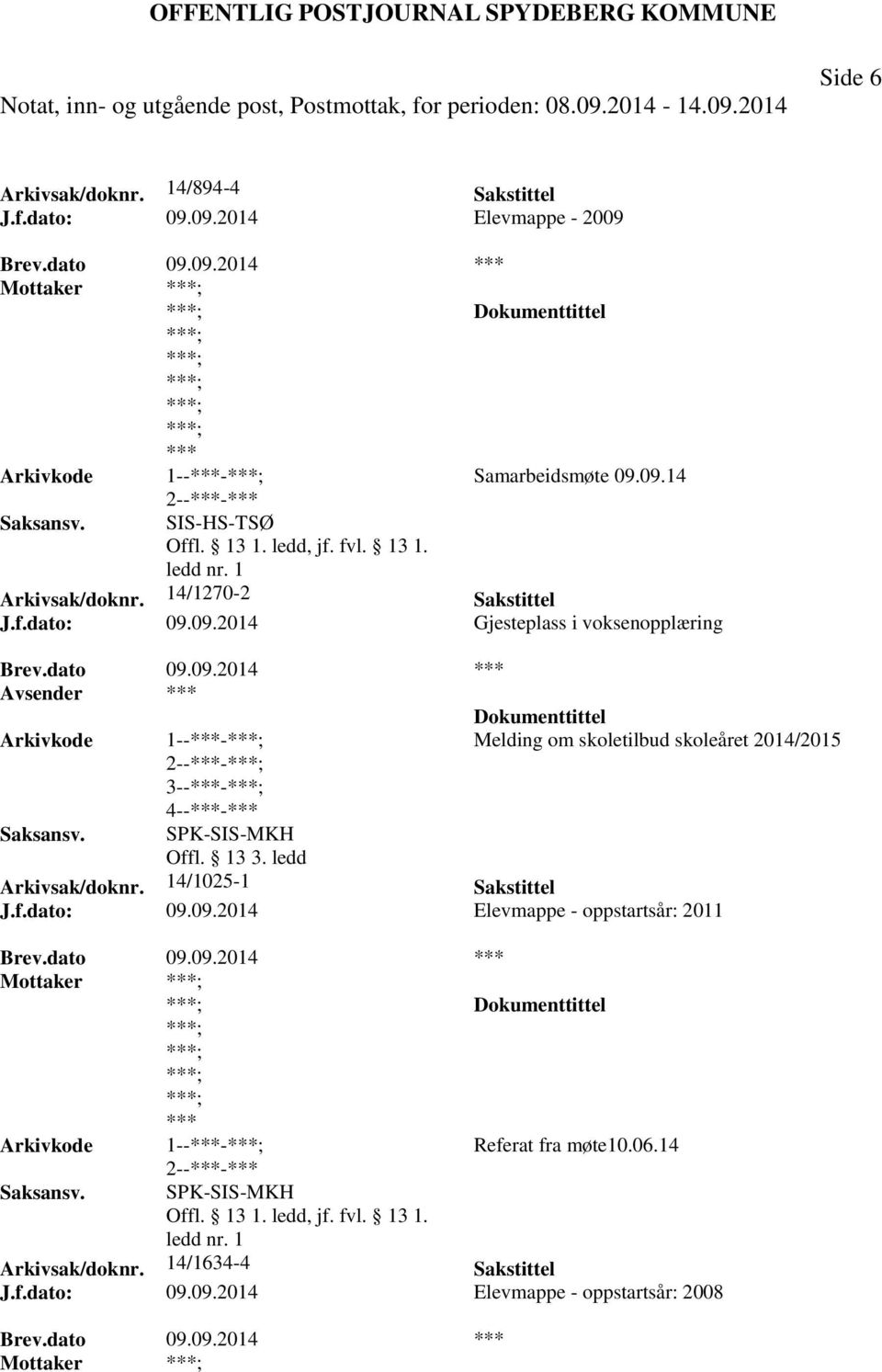 ledd Melding om skoletilbud skoleåret 2014/2015 Arkivsak/doknr. 14/1025-1 Sakstittel J.f.dato: 09.