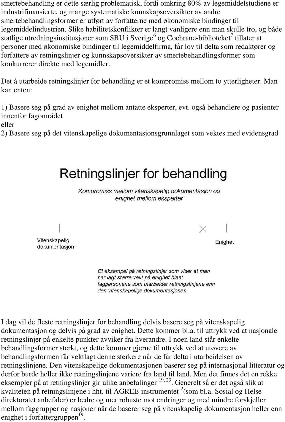 Slike habilitetskonflikter er langt vanligere enn man skulle tro, og både statlige utredningsinstitusjoner som SBU i Sverige 6 og Cochrane-biblioteket 7 tillater at personer med økonomiske bindinger