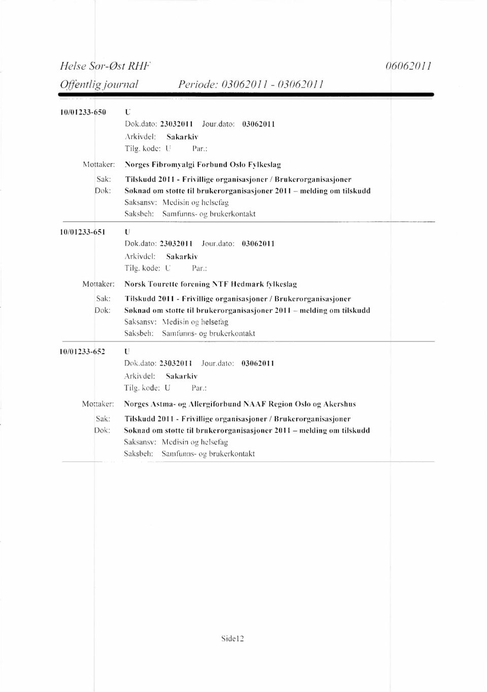 NTF Hedmark fylkeslag Saksbeh: Sarnfunns- og brukerkontakt 10/01233-652