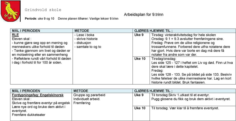 Fredag: Prøve om de ulike religionene og trossamfunnene. Forbered dere utfra notatene dere har gjort. Hvis dere var borte en dag må dere få notater fra andre som var der.