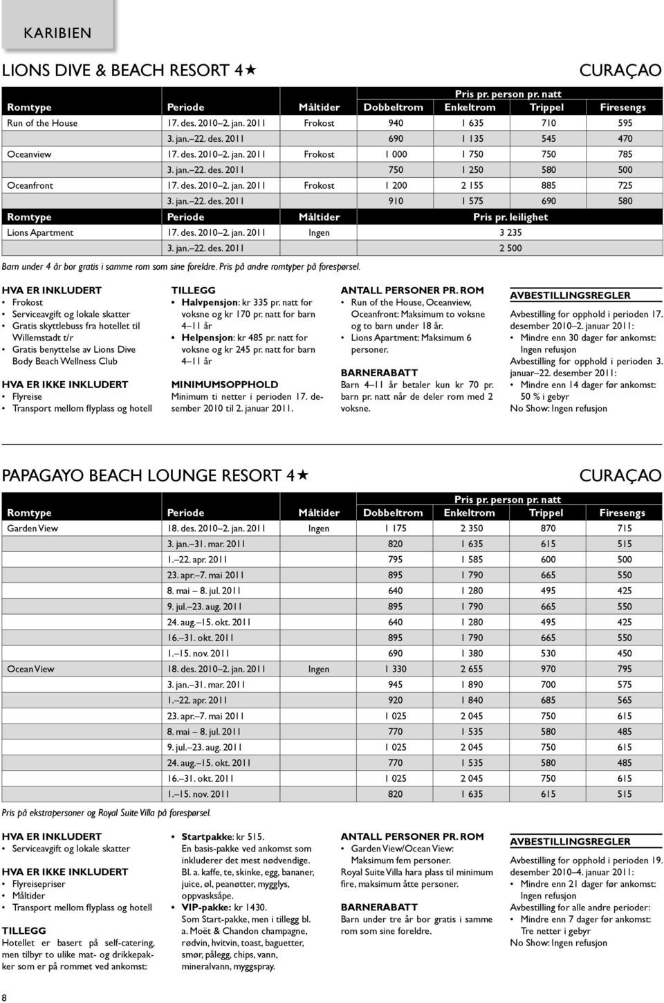 leilighet Lions Apartment 17. des. 2010 2. jan. 2011 Ingen 3 235 3. jan. 22. des. 2011 2 500 Barn under 4 år bor gratis i samme rom som sine foreldre. Pris på andre romtyper på forespørsel.