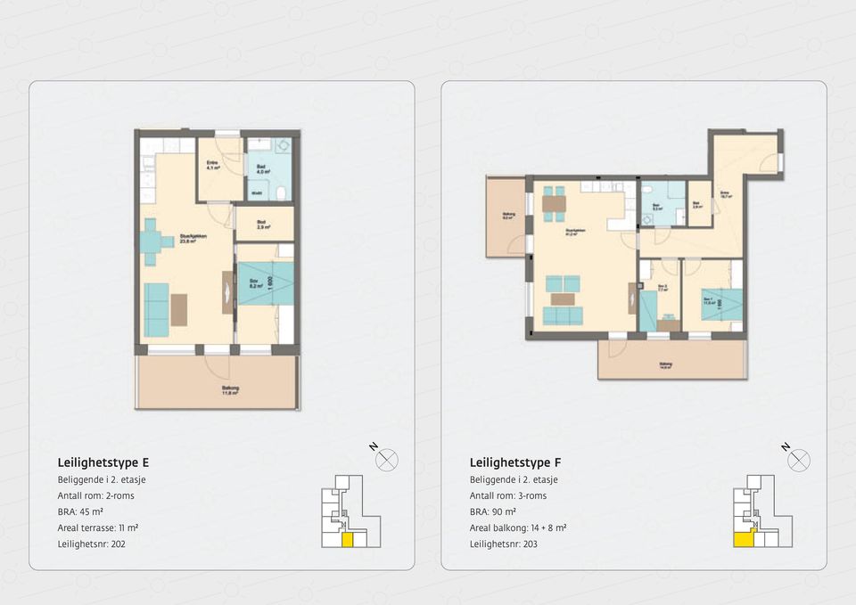 2 Leilighetsnr: 202 Leilighetstype F Beliggende i 2.