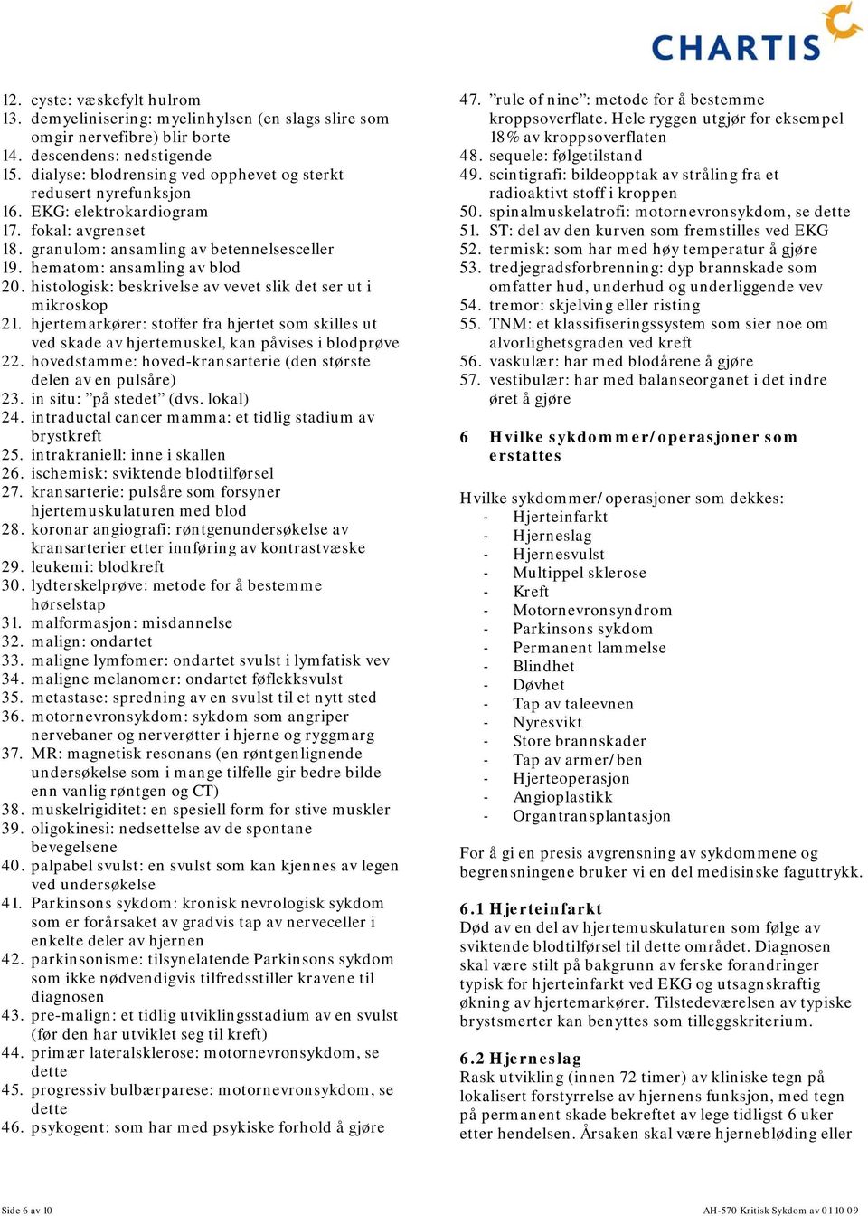 histologisk: beskrivelse av vevet slik det ser ut i mikroskop 21. hjertemarkører: stoffer fra hjertet som skilles ut ved skade av hjertemuskel, kan påvises i blodprøve 22.