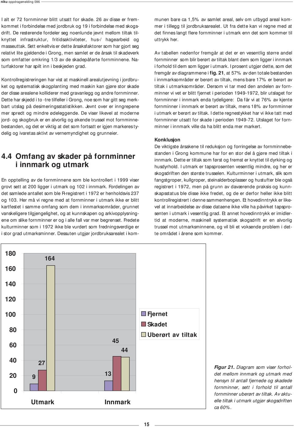 Sett enkeltvis er dette årsaksfaktorer som har gjort seg relativt lite gjeldende i Grong, men samlet er de årsak til skadeverk som omfatter omkring 1/3 av de skadepåførte fornminnene.