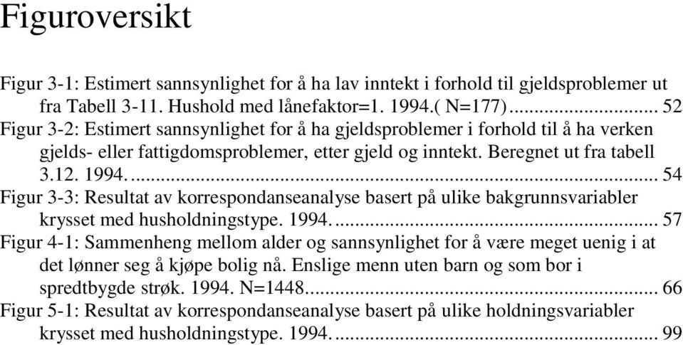 ... 54 Figur 3-3: Resultat av korrespondanseanalyse basert på ulike bakgrunnsvariabler krysset med husholdningstype. 1994.