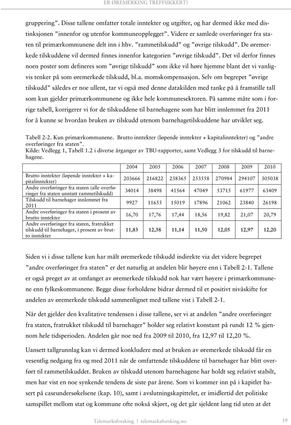 Det vil derfor finnes noen poster som defineres som øvrige tilskudd som ikke vil høre hjemme blant det vi vanligvis tenker på som øremerkede tilskudd, bl.a. momskompensasjon.