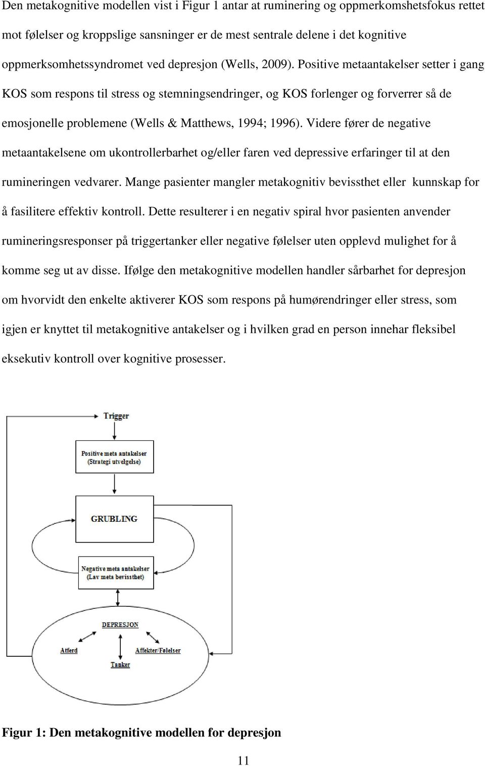 Positive metaantakelser setter i gang KOS som respons til stress og stemningsendringer, og KOS forlenger og forverrer så de emosjonelle problemene (Wells & Matthews, 1994; 1996).